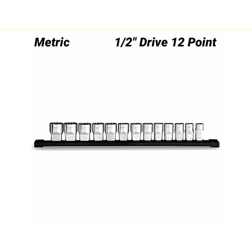 Milwaukee 48229522 13pce 1/2" Drive 12 Point Metric Socket Set