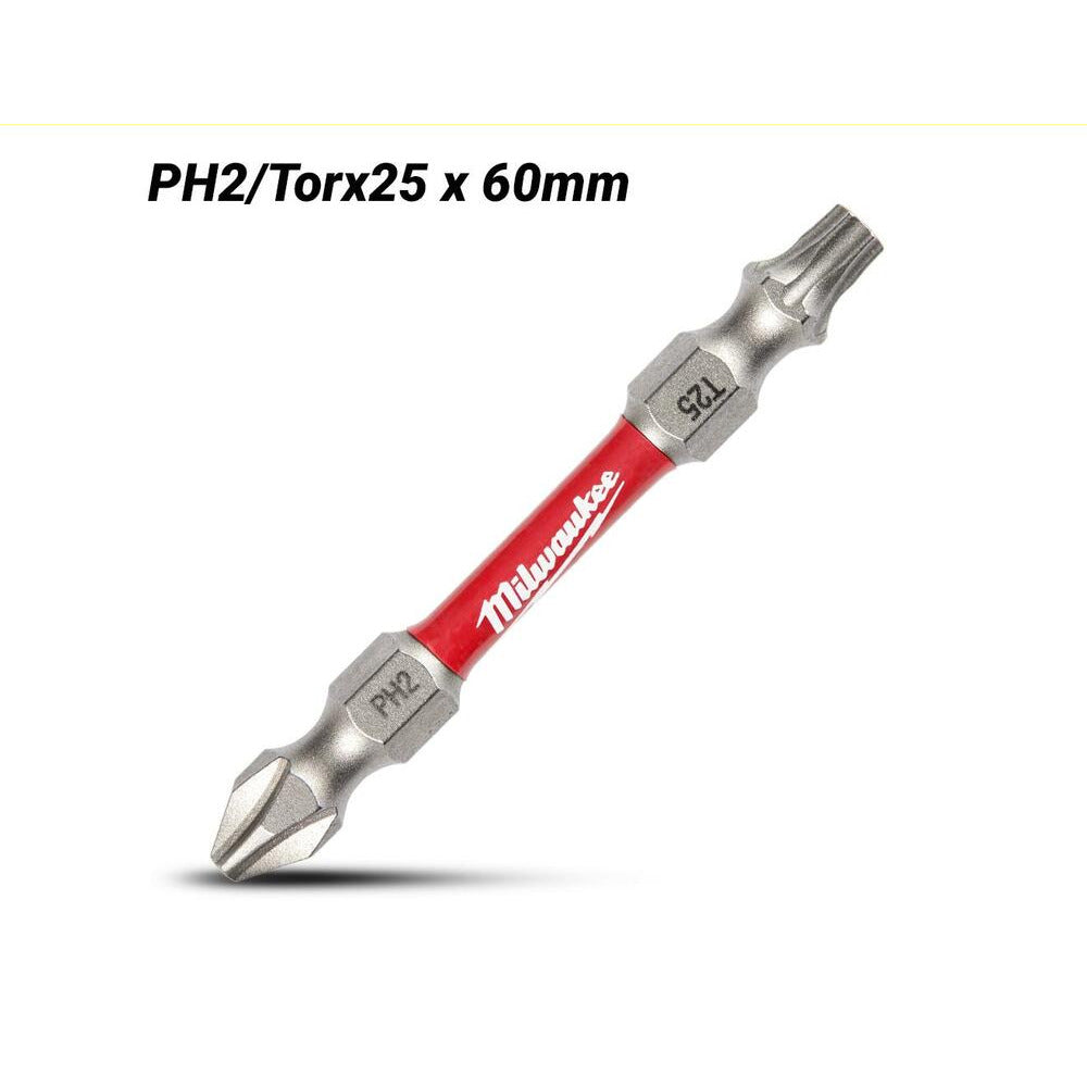 Milwaukee 48324312 SHOCKWAVE PH2/Tprx25 60mm Double Ended Driver Bit
