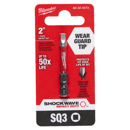Milwaukee SHOCKWAVE Power Bit Square Recess #3 50mm (2in) 48324473