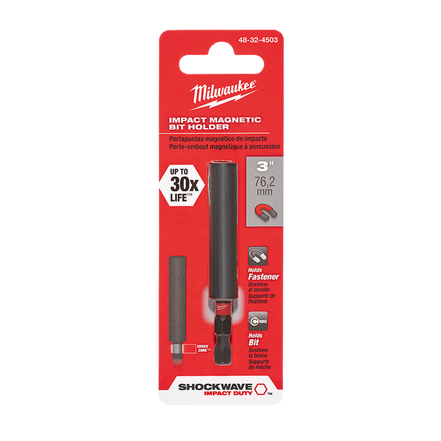 Milwaukee SHOCKWAVE Magnetic Bit Tip Holder 75mm (3in) 48324503