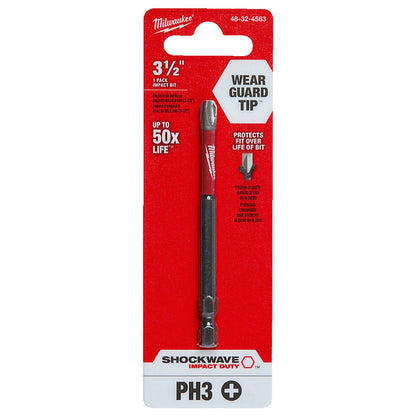 Milwaukee SHOCKWAVE Power Bit Phillips #3 89mm (3-1/2in) 48324563