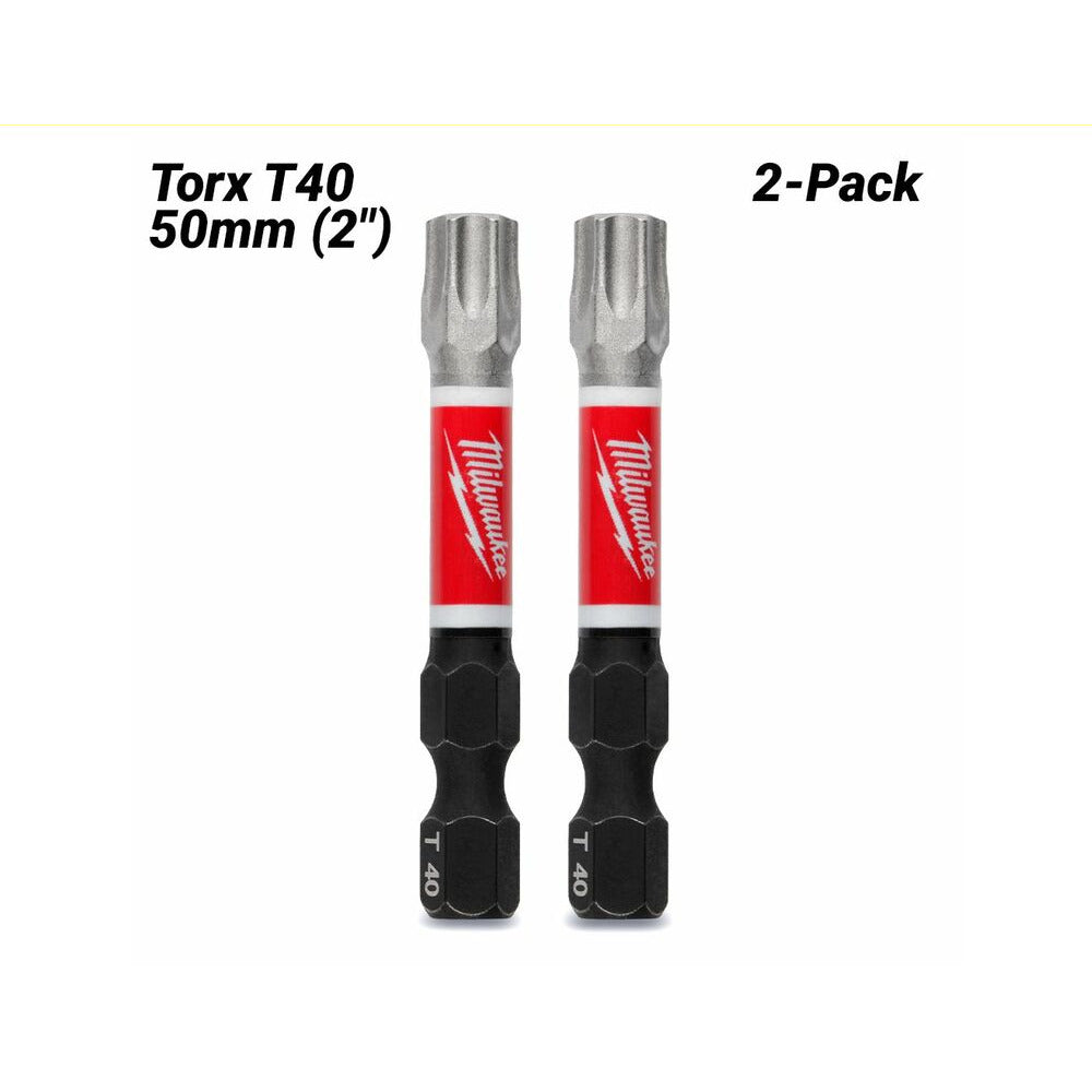 Milwaukee 48324588 2-Pack SHOCKWAVE™ Torx T40 50mm (2") Power Impact Driver Bit