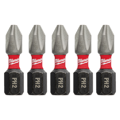 Milwaukee SHOCKWAVE Insert Bit Phillips #2 5 Pack 48324601