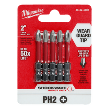 Milwaukee SHOCKWAVE Power Bit Phillips #2 50mm (2in) 5 Pack 48324602
