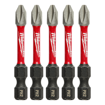 Milwaukee SHOCKWAVE Power Bit Phillips #2 50mm (2in) 5 Pack 48324602