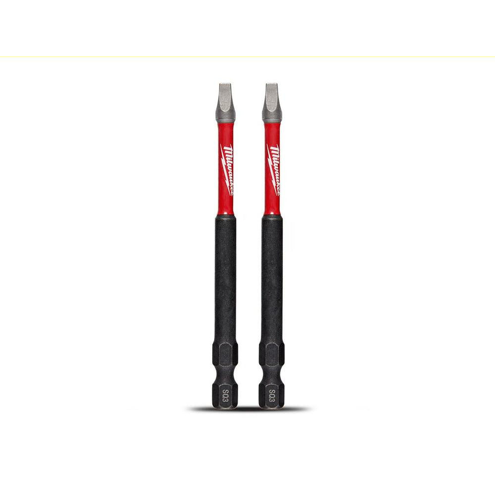 Milwaukee 48324673 2-Pack SHOCKWAVE™ Square Recess #3 3-1/2" x 89mm Power Impact Driver Bit