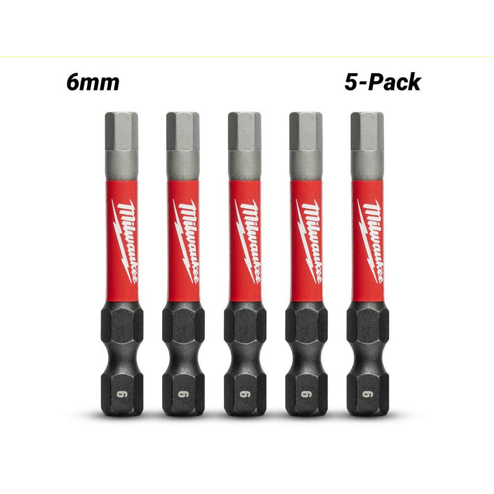Milwaukee 48324690 5-Pack 6mm 50mm (2") SHOCKWAVE Hex Power Bits