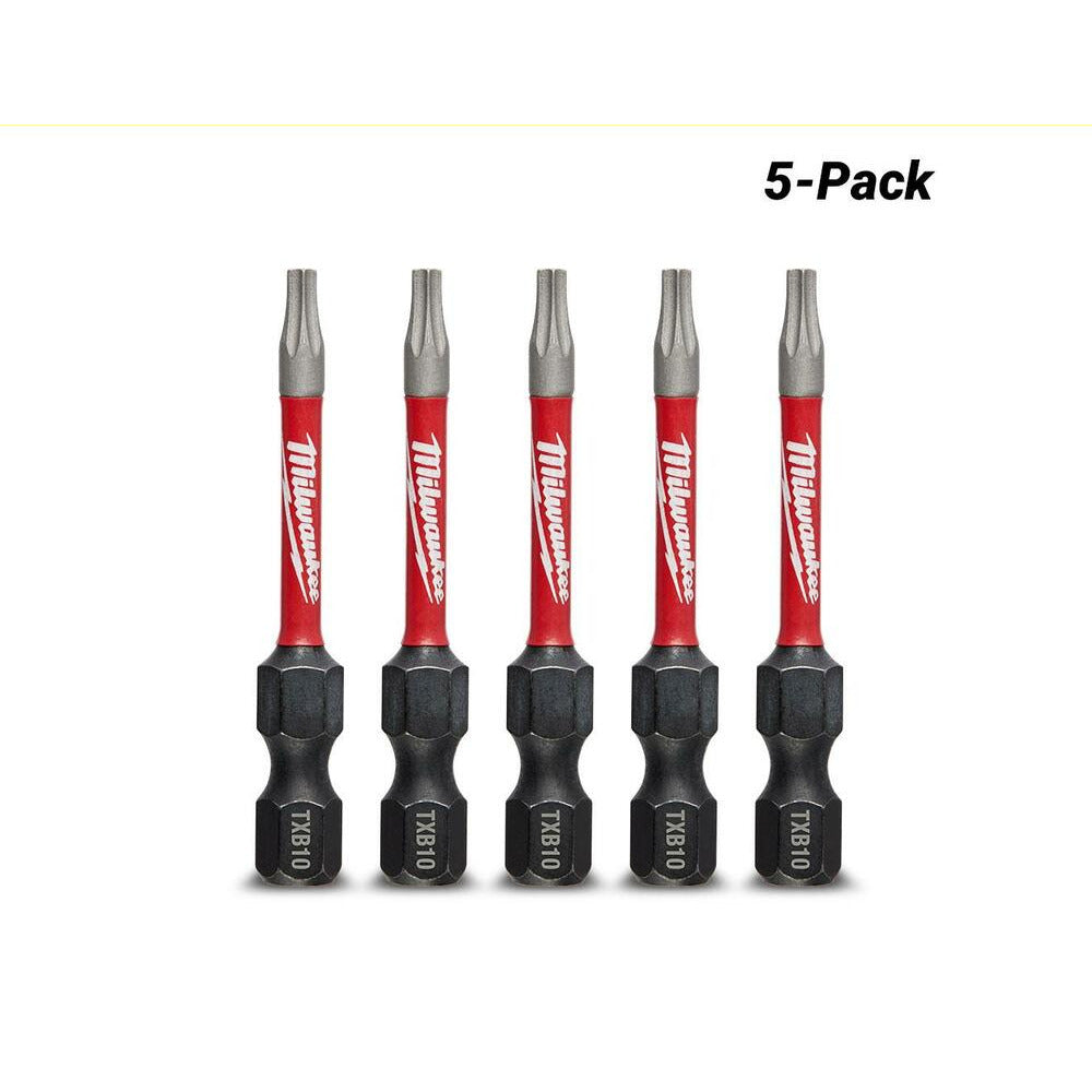 Milwaukee 48324692 5-Pack 50mm (2") TXB010 SHOCKWAVE Power Bit Security Torx