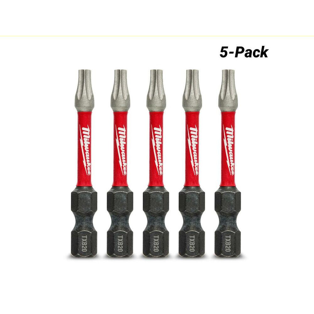 Milwaukee 48324694 5-Pack 50mm (2") TXB020 SHOCKWAVE Power Bit Security Torx