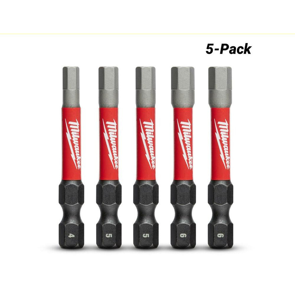 Milwaukee 48324695 5pce 4mm, 5mm & 6mm 50mm (2") SHOCKWAVE Hex Power Bit Set