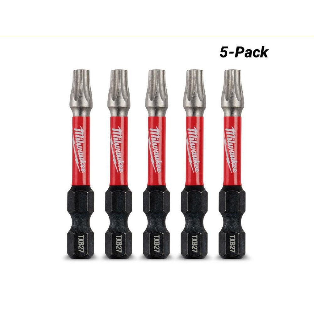 Milwaukee 48324697 5-Pack 50mm (2") TXB027 SHOCKWAVE Power Bit Security Torx