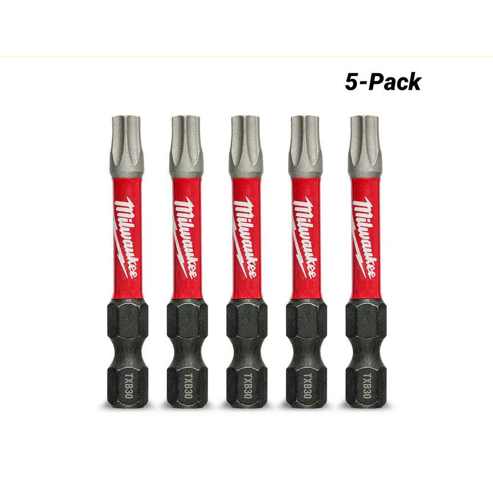 Milwaukee 48324698 5-Pack 50mm (2") TXB030 SHOCKWAVE Power Bit Security Torx