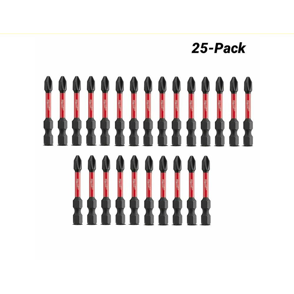 Milwaukee 48324762A 25 Pack PH2 x 50mm (2") Phillips SHOCKWAVE Power Bits