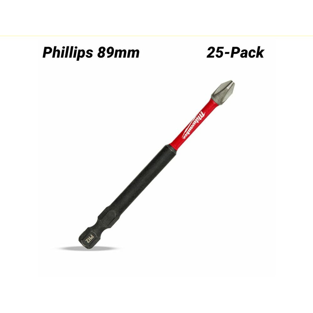 Milwaukee 48324791A 25-Pack SHOCKWAVE™ PH2 x 89mm (3-1/2") Power Bit