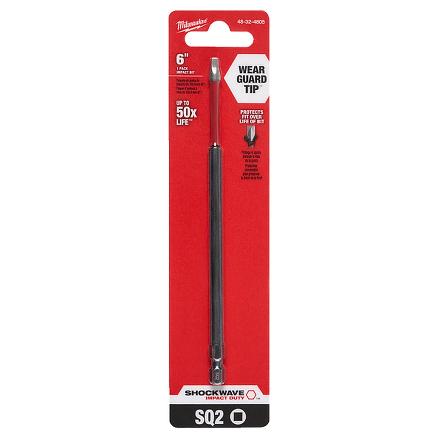 Milwaukee SHOCKWAVE Power Bit Square Recess #2 150mm (6in) 48324805
