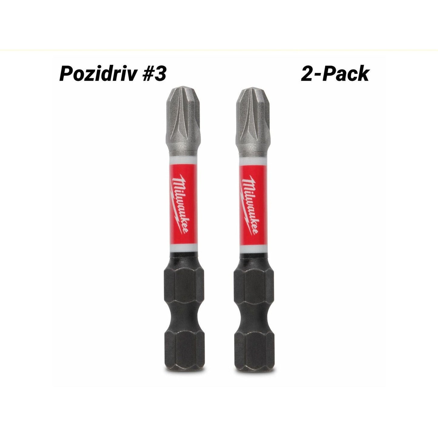 Milwaukee 48324836 2-Pack 50mm (2") SHOCKWAVE Pozidriv #3 Power Bit