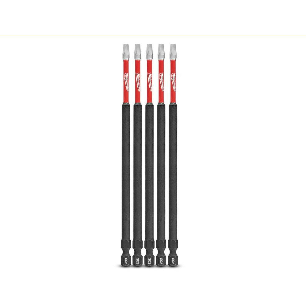 Milwaukee 48324855 5-Pack 150mm (6") SHOCKWAVE Square #2 Power Bit