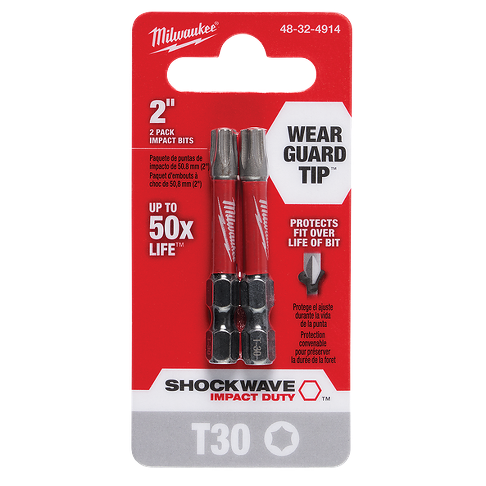 Milwaukee SHOCKWAVE Power Bit Torx T30 50mm (2in) 2Pk