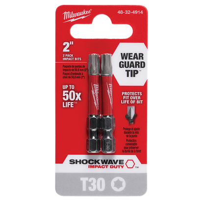 Milwaukee SHOCKWAVE Power Bit Torx T30 50mm (2in) 2Pk