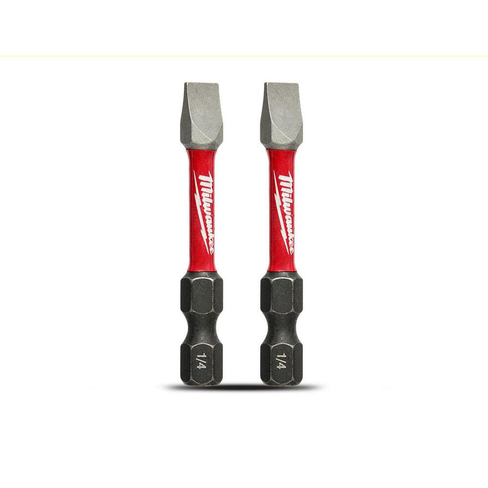 Milwaukee 48325018 2-Pack SHOCKWAVE™ Slotted 1/4" 2" x 50mm Power Impact Driver Bit