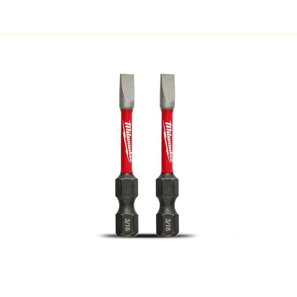 Milwaukee 48325019 2-Pack SHOCKWAVE™ Slotted 3/16" 2" x 50mm Power Impact Driver Bit