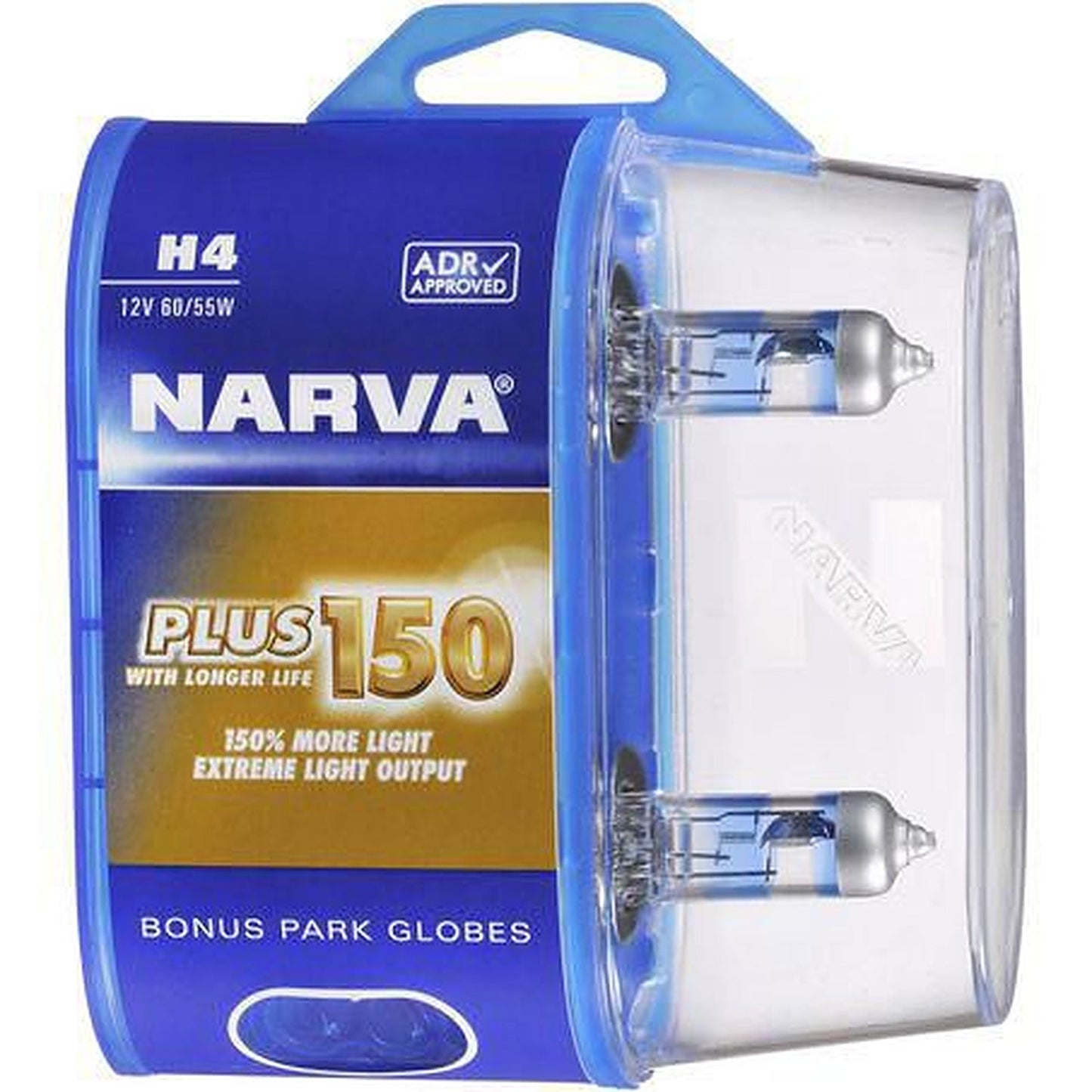 Narva H4 Headlight Bulb 12V P43T Plus150 Twin Pack 48382BL2