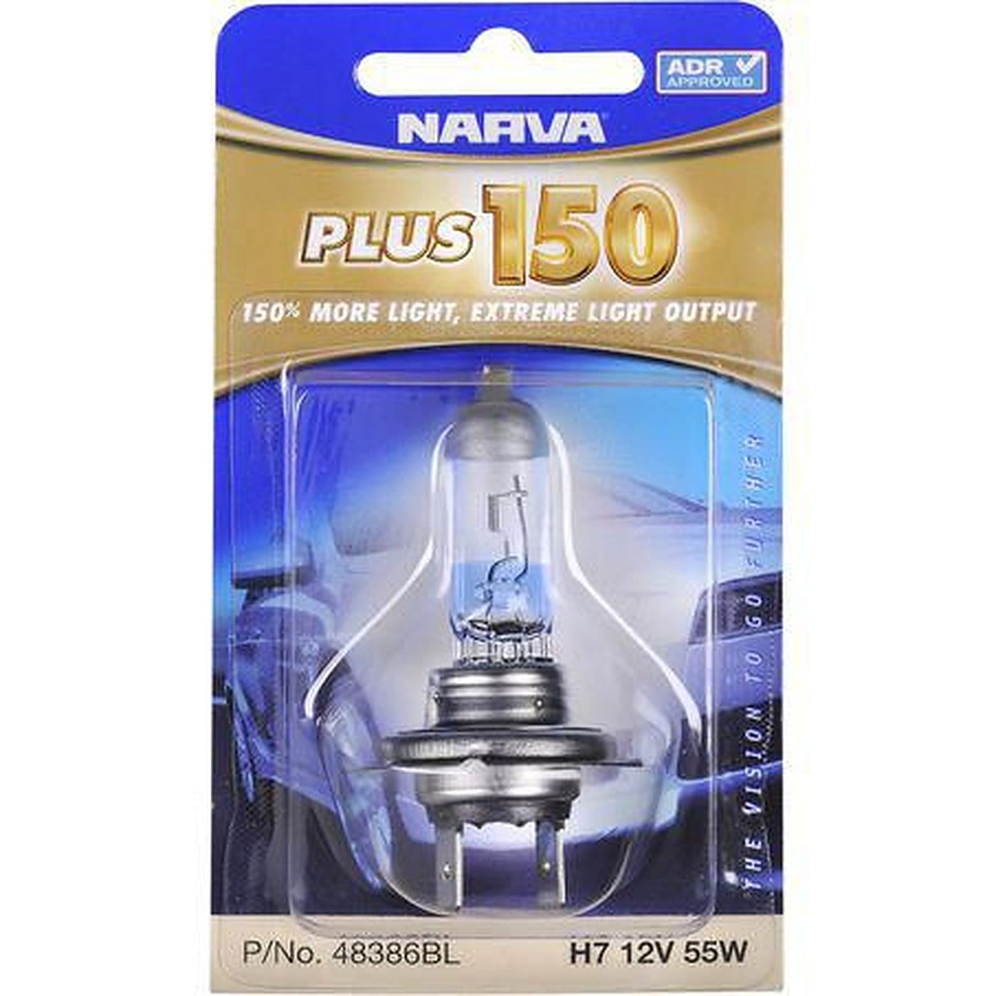 Narva H7 Headlight Bulb 12V Px26D Plus150 Single 48386BL