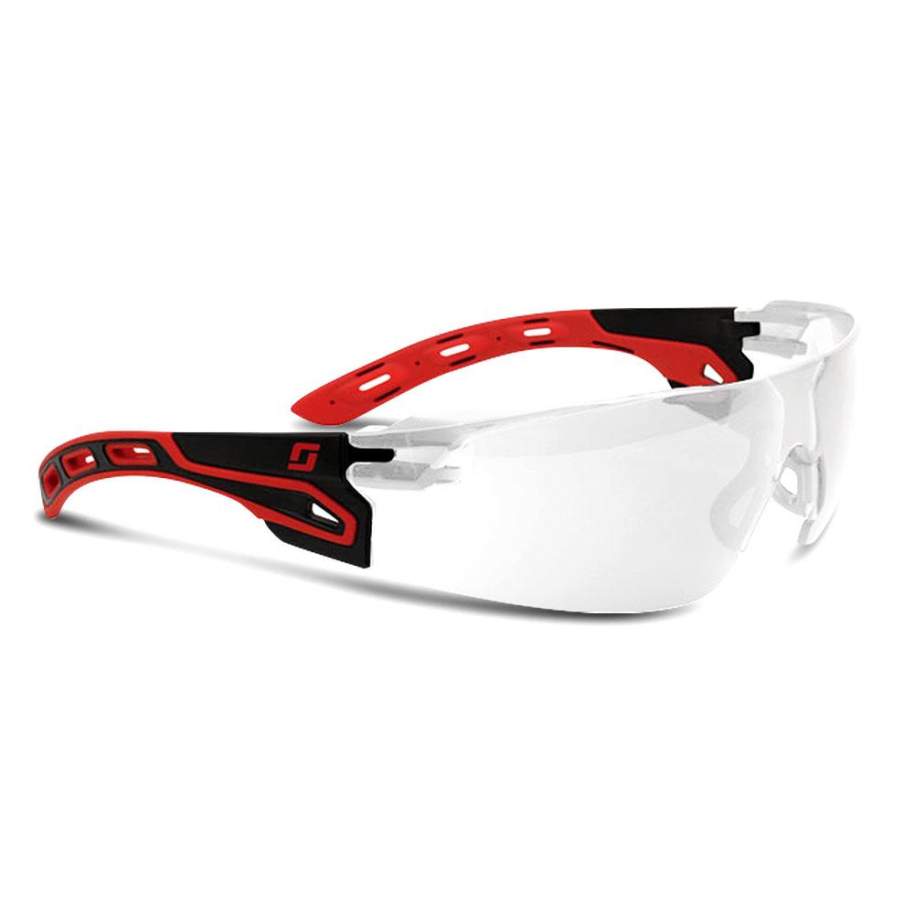 3M S9151 (AT010657693) Helios Black & Red Vented & Pillow Padded Clear Lens Safety Glasses
