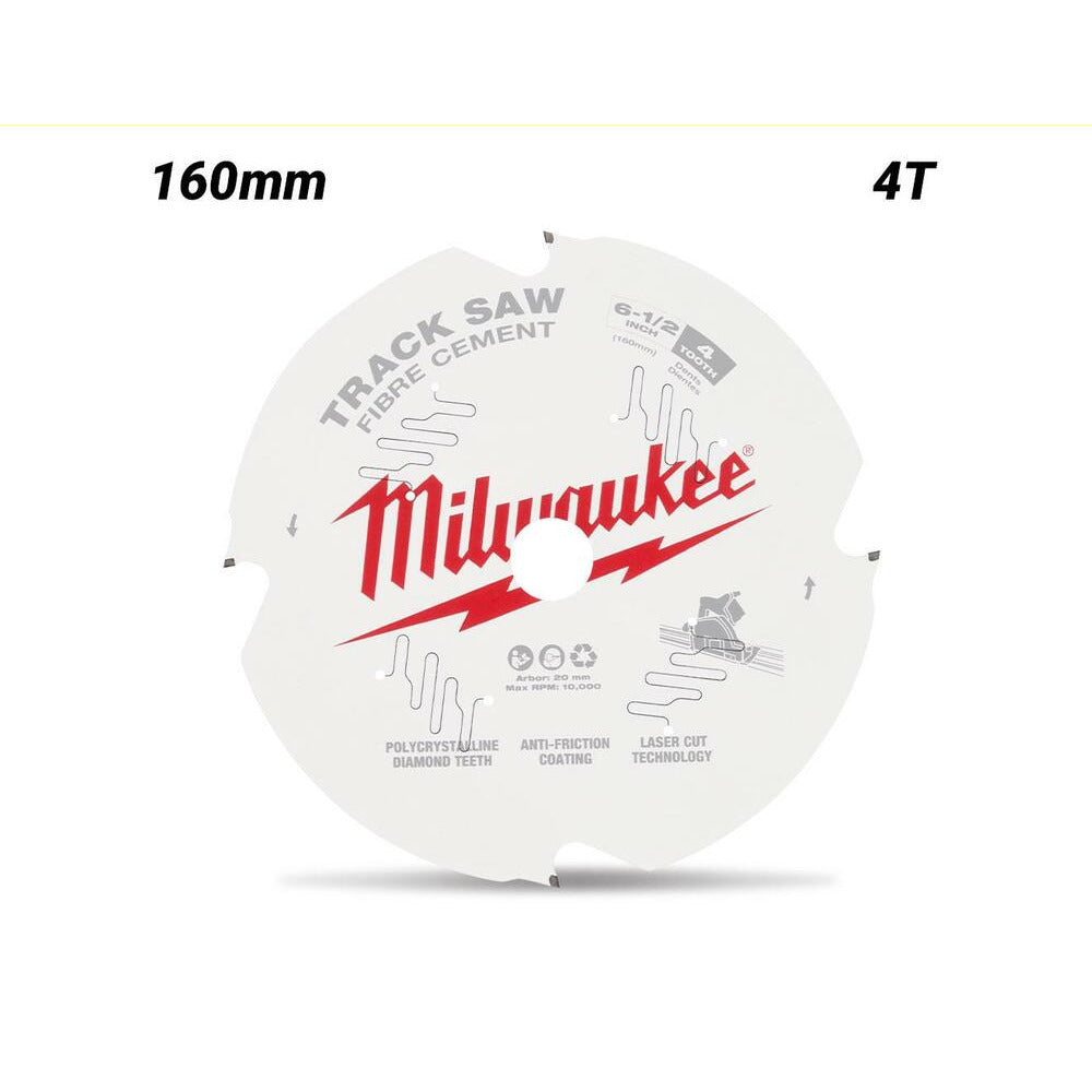 Milwaukee 48400670 160mm 6-1/2" 4T Fibre Cement Track Saw Blade PCD to suit M18FPS55 Track Saw