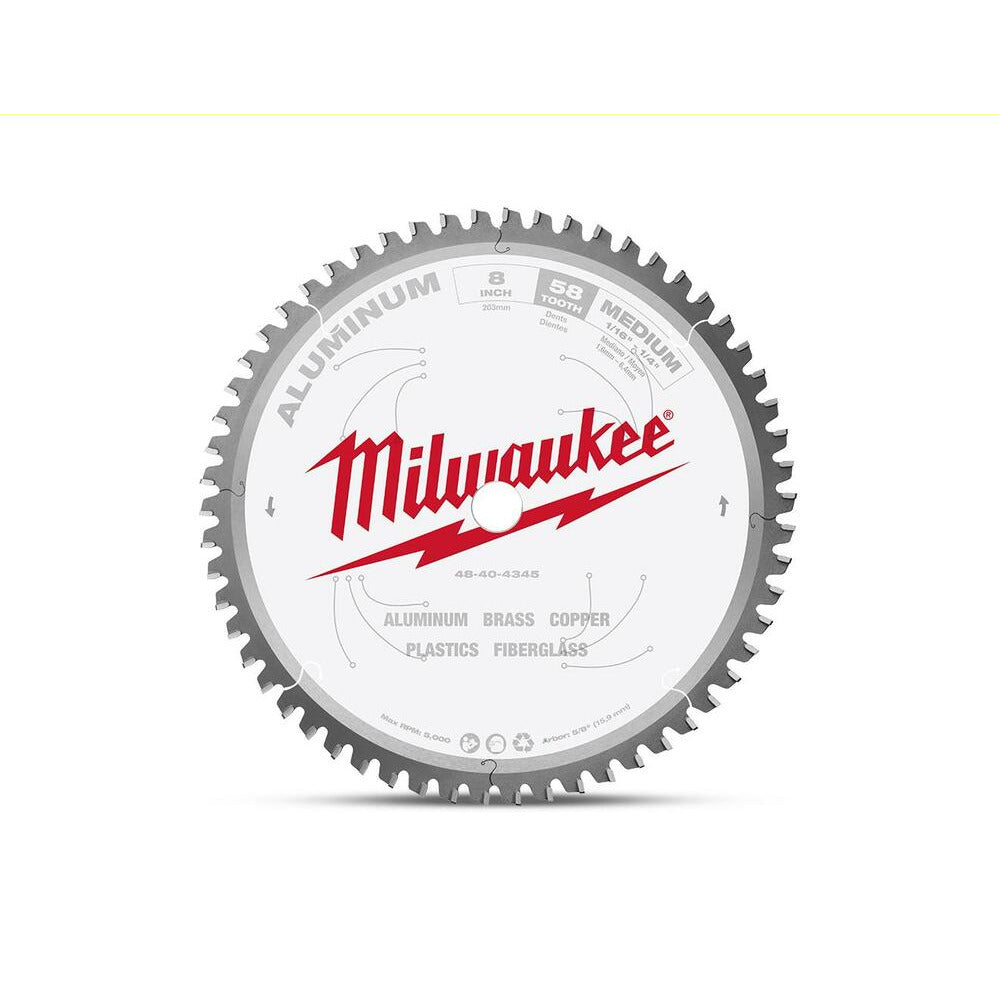 Milwaukee 48404345 203mm (8") 58T Aluminium Circluar Saw Blade