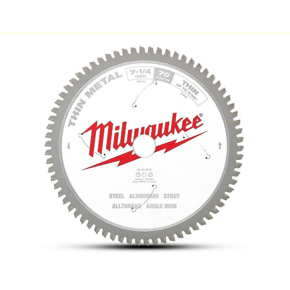 Milwaukee 48408240 184mm (7-1/4") 70T Thin Metal Circular Saw Blade