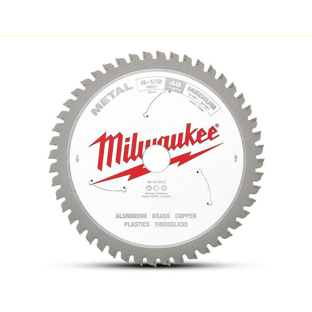 Milwaukee 48408315 165mm (6-1/2") 48T Medium Metal Circular Saw Blade