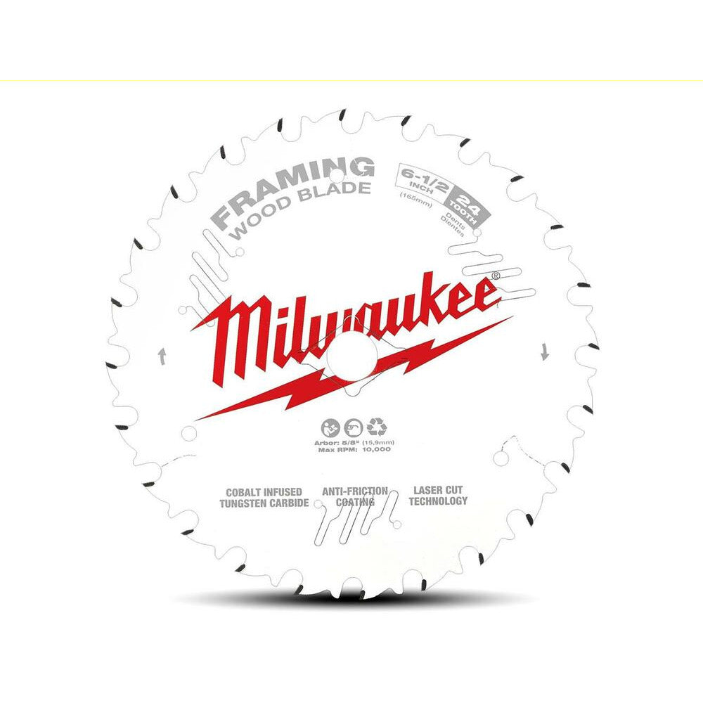 Milwaukee 48408620 165mm (6-1/2") 24-Tooth Framing Wood Circular Saw Blade
