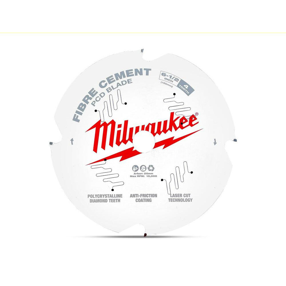 Milwaukee 48408675 165mm (6-1/2") 4T Fibre Cement / PCD Circular Saw Blade