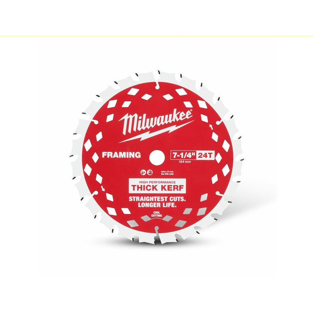 Milwaukee 48408740 184mm (7-1/4") 24T Thick Kerf Wood Circular Saw Blade Framing