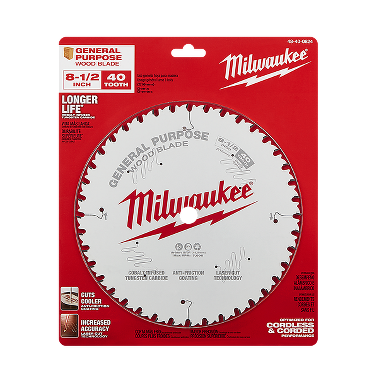 Milwaukee 210mm (8-1/4in) 60T Wood Circular Saw Blade Ultra Fine Finish 48408824