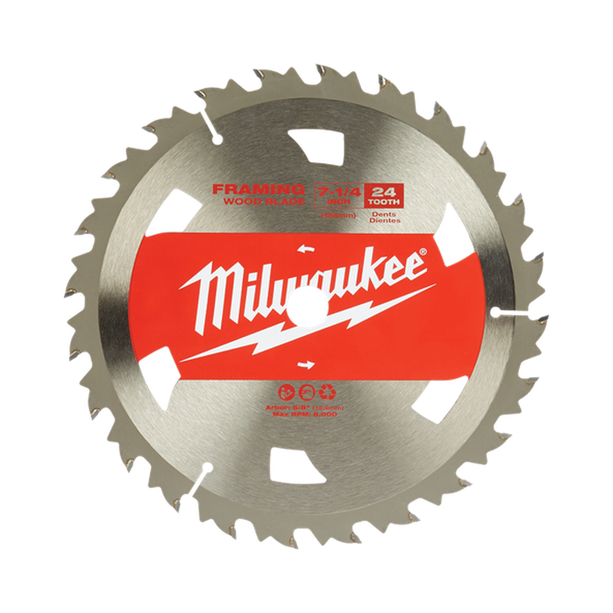 Milwaukee 184mm (7-1/4in) 24T Wood Circular Saw Blade Framing 1pc