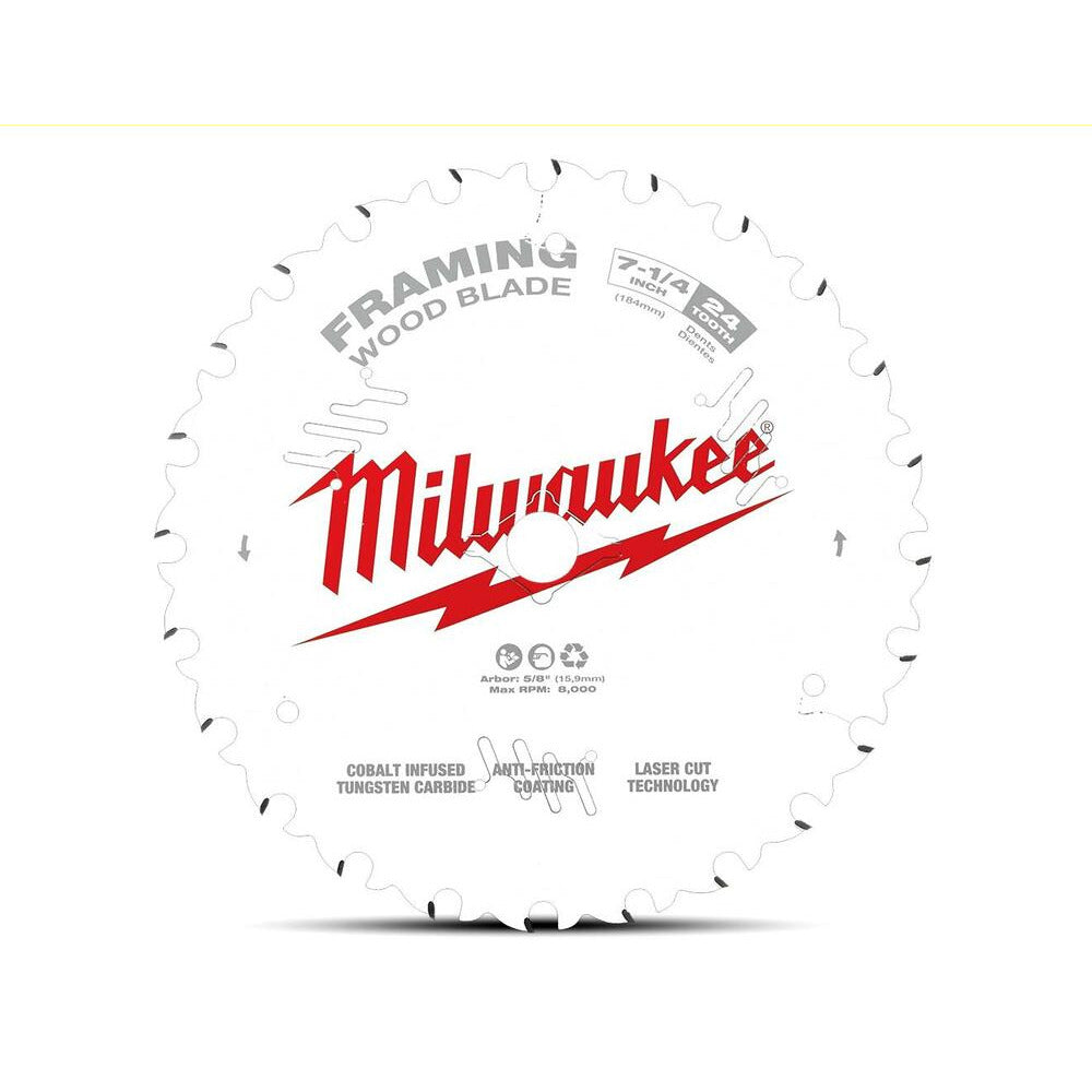 Milwaukee 48418720 Single-Pack 184mm (7-1/4") 24-Tooth Framing Wood Circular Saw Blade