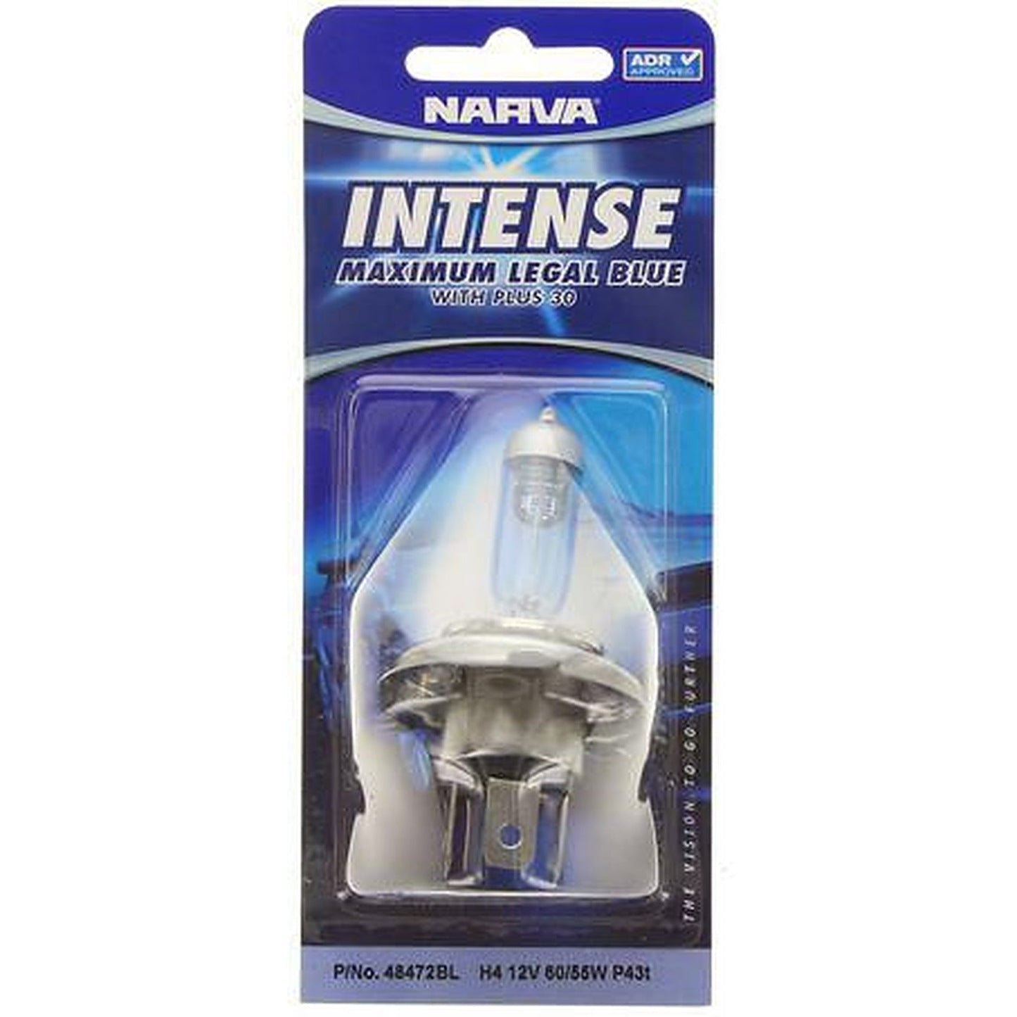 Narva H4 Headlight Bulb P43T 38 Intense Blue Globe 12V 60/55W 48472BL