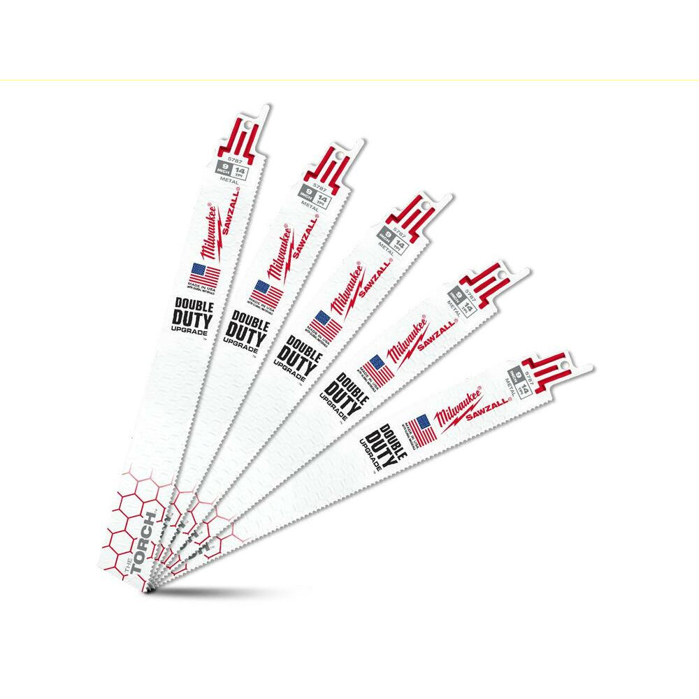 Milwaukee 48475787 (48005787) The Torch™ SAWZALL® 230mm 14 TPI Reciprocating Saw Blades - 5 Pack