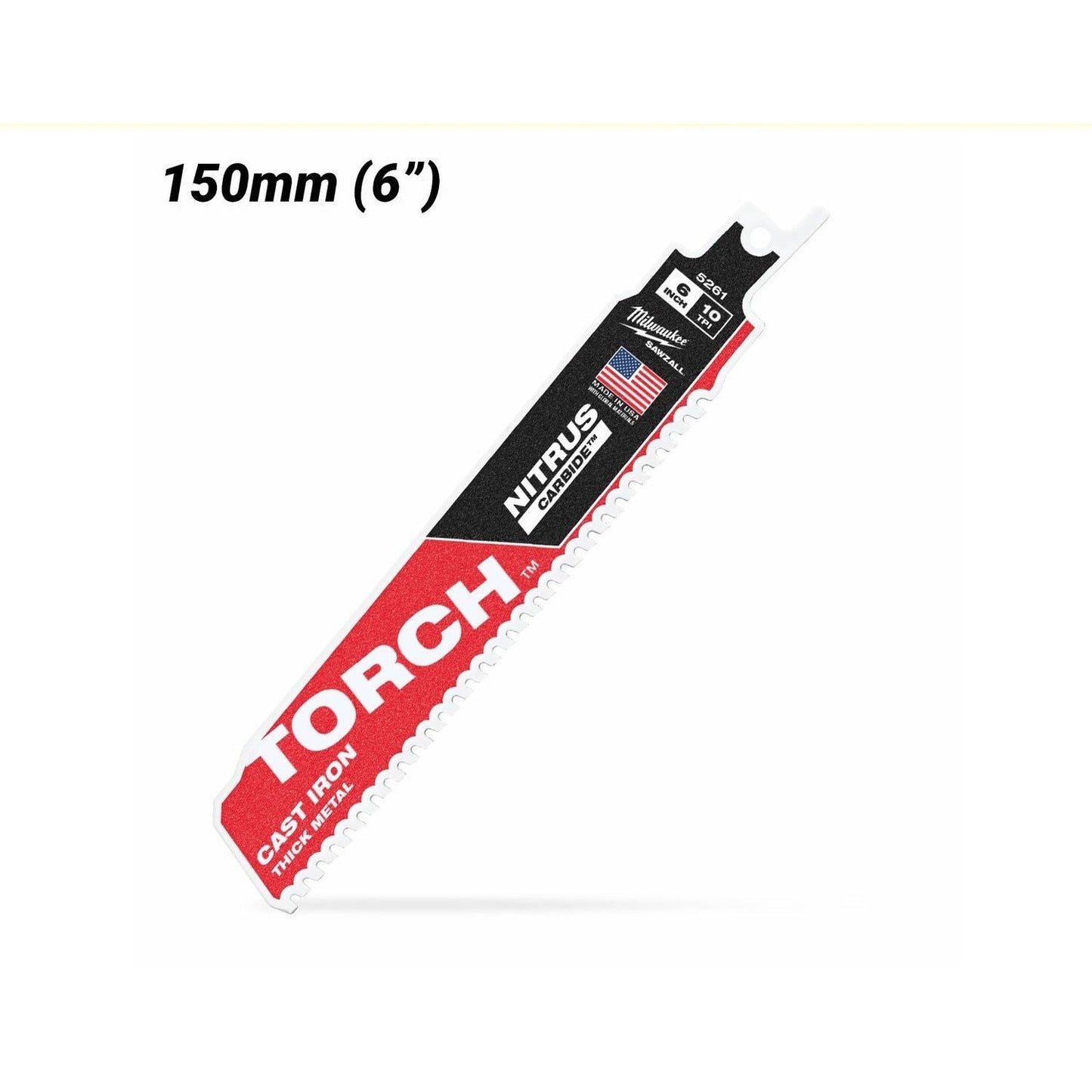 Milwaukee 48476251 150mm (6") SAWZALL™ The TORCH™ with NITRUS CARBIDE Teeth 10TPI Blade