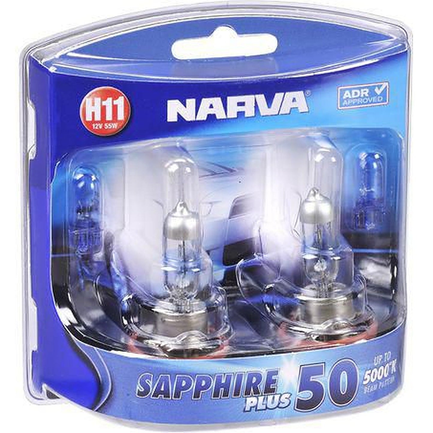 Narva H11 Headlight Bulb 12V 55W Sapphire Plus 50 2 Pce 48528BL2