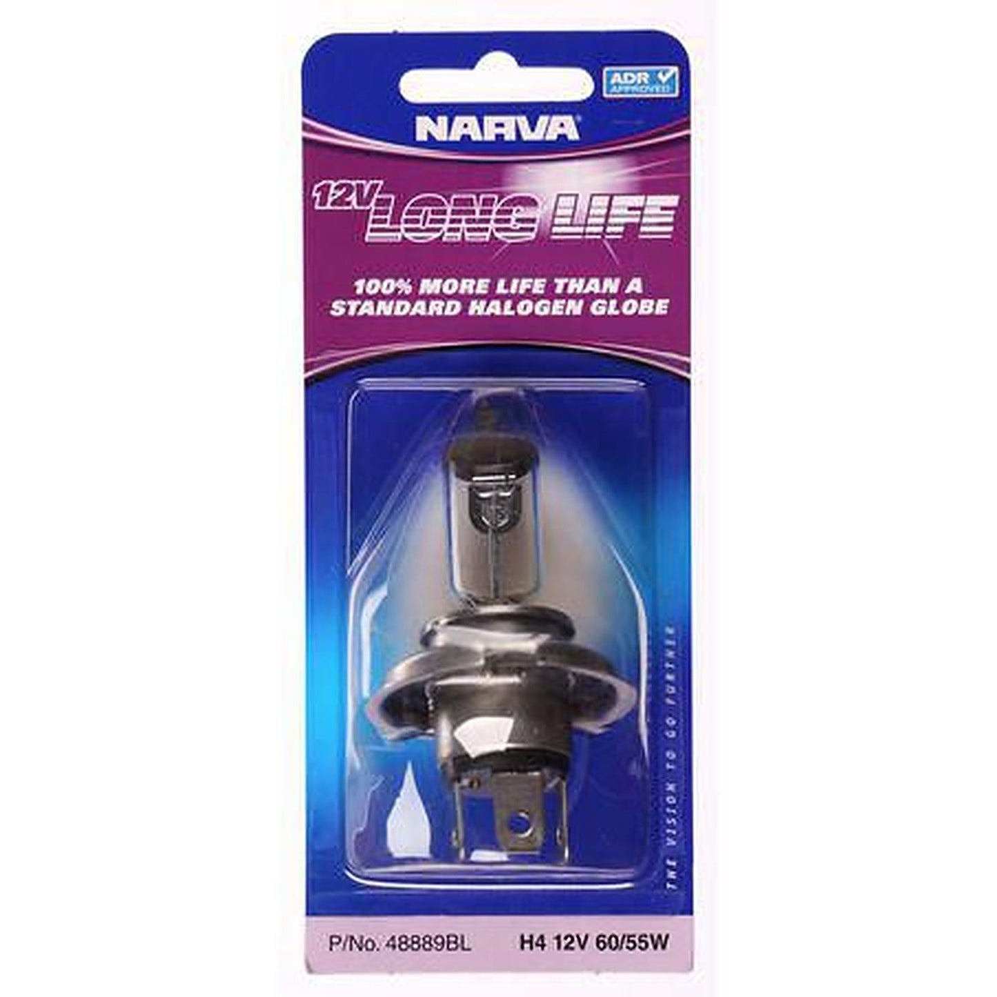 Narva H4 Headlight Bulb P43T 38 Long Life 12V 60/55W 48889BL