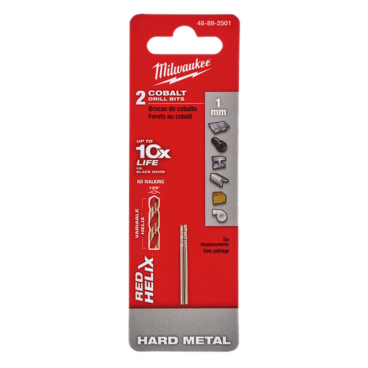 Milwaukee Red Helix Cobalt Drill Bit 1mm 2Pk
