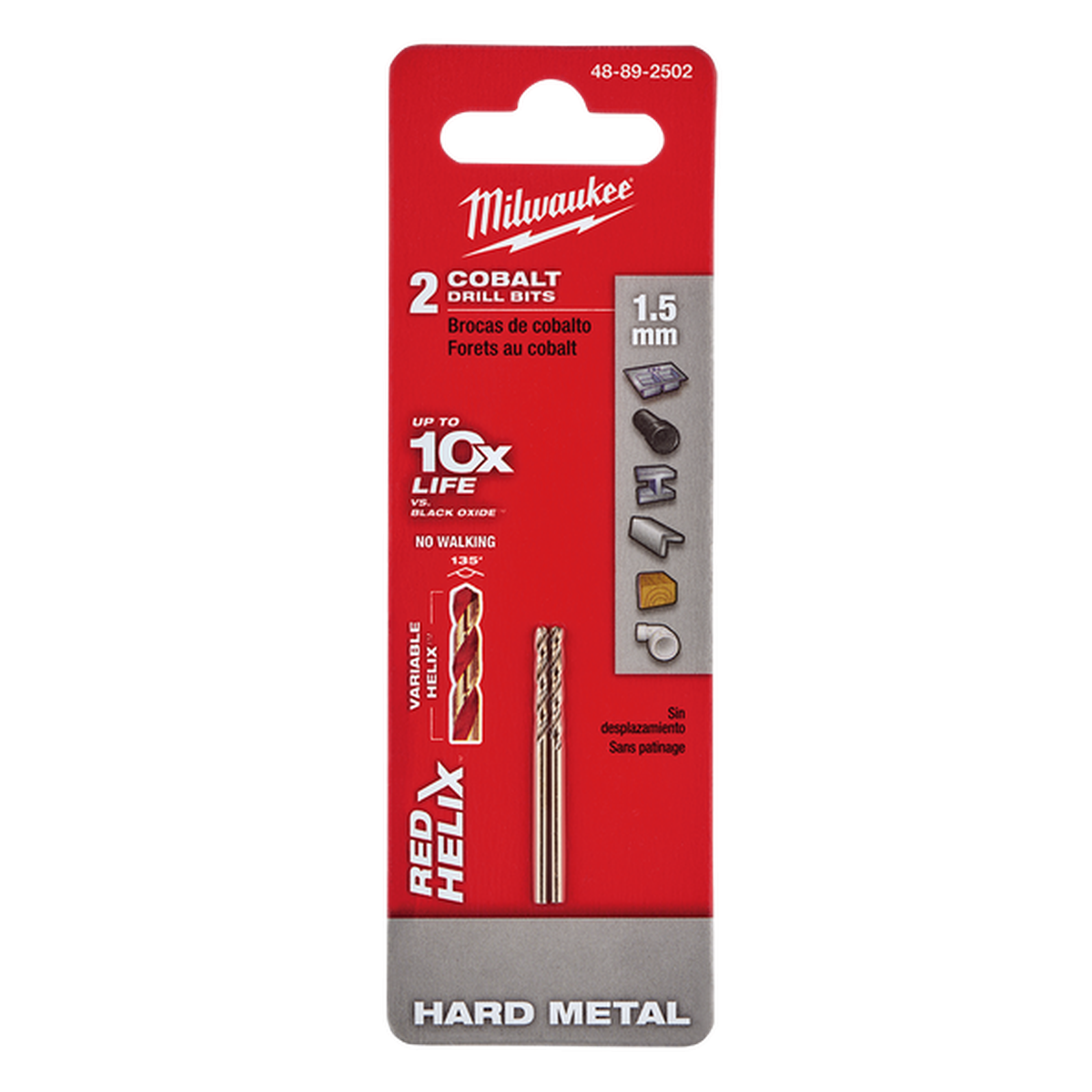 Milwaukee Red Helix Cobalt Drill Bit 1.5mm 2Pk
