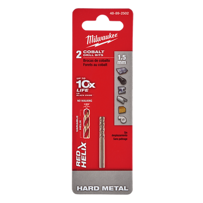 Milwaukee Red Helix Cobalt Drill Bit 1.5mm 2Pk