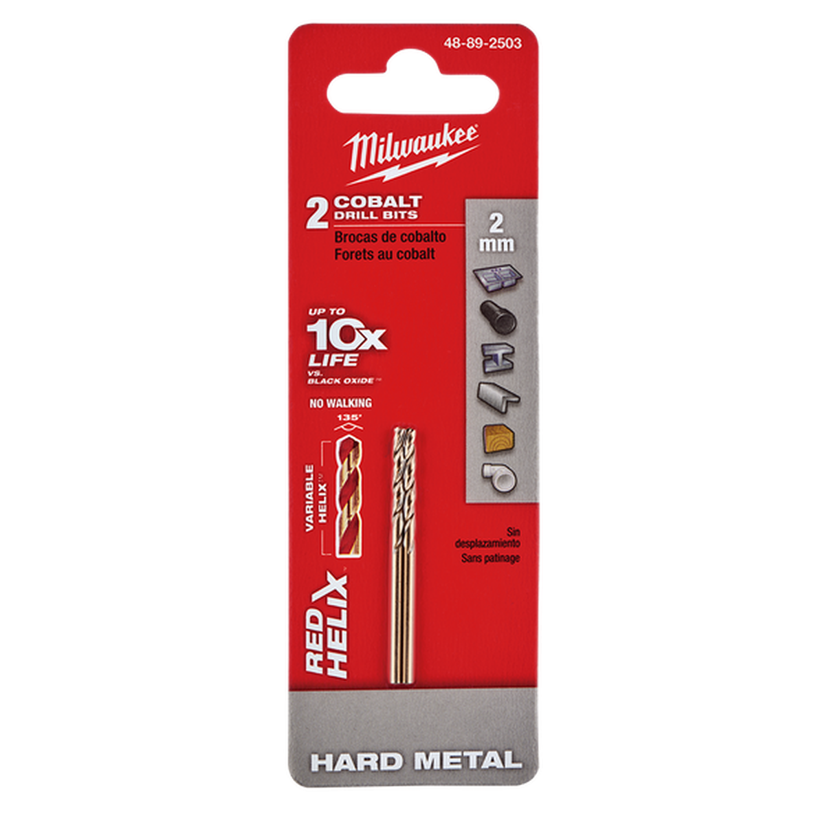 Milwaukee Red Helix Cobalt Drill Bit 2mm 2Pk