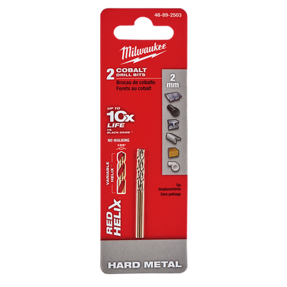 Milwaukee Red Helix Cobalt Drill Bit 2mm 2Pk