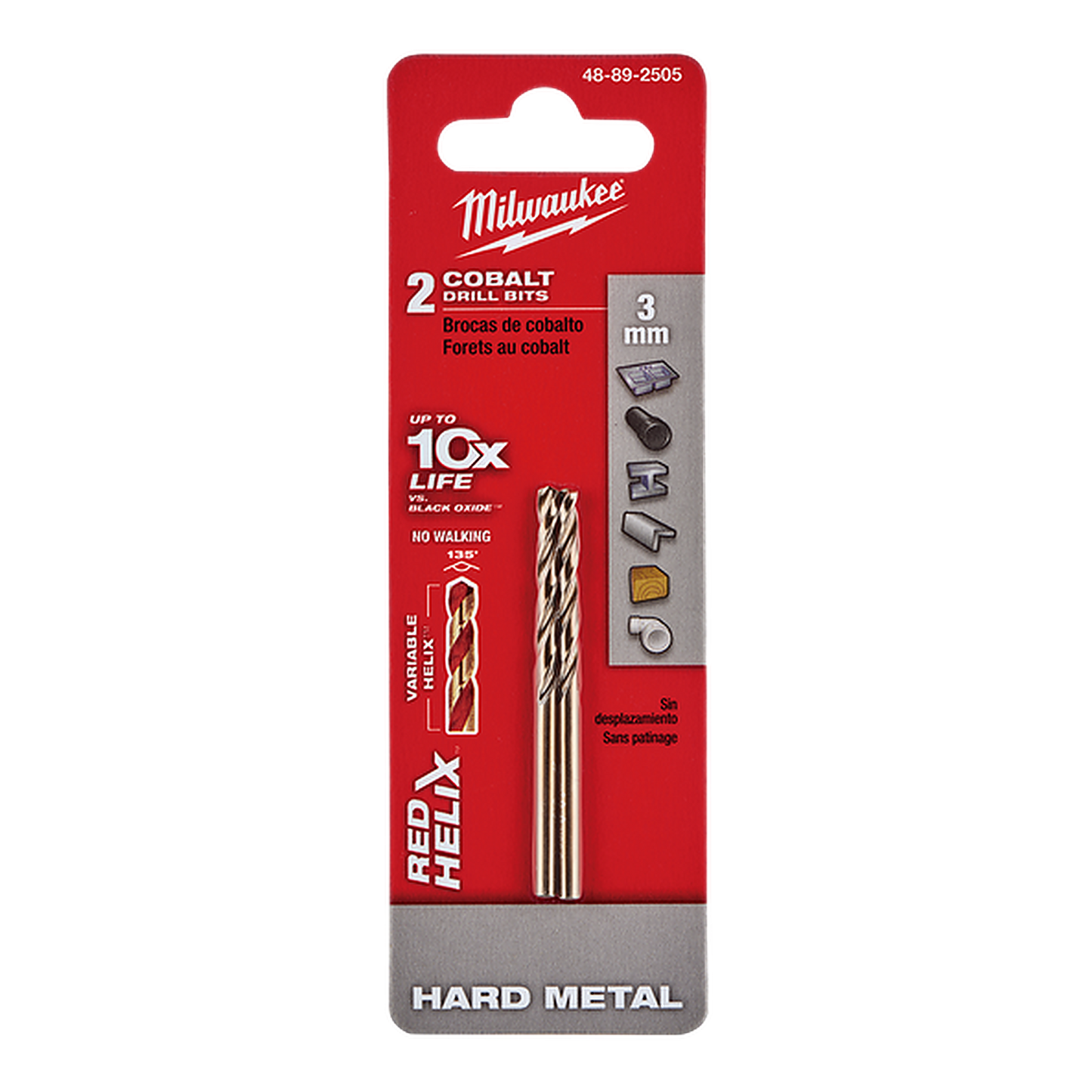 Milwaukee Red Helix Cobalt Drill Bit 3mm 2 Pack 48892505