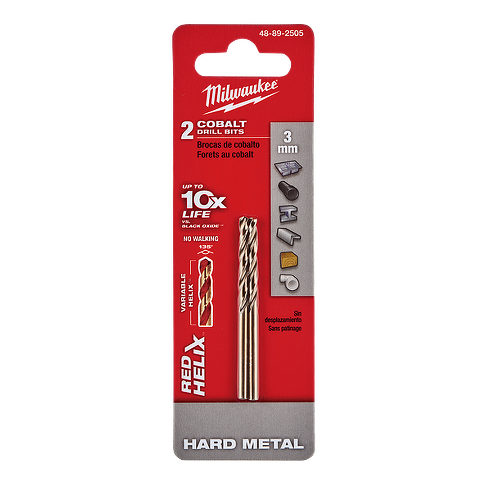 Milwaukee Red Helix Cobalt Drill Bit 3mm 2 Pack 48892505